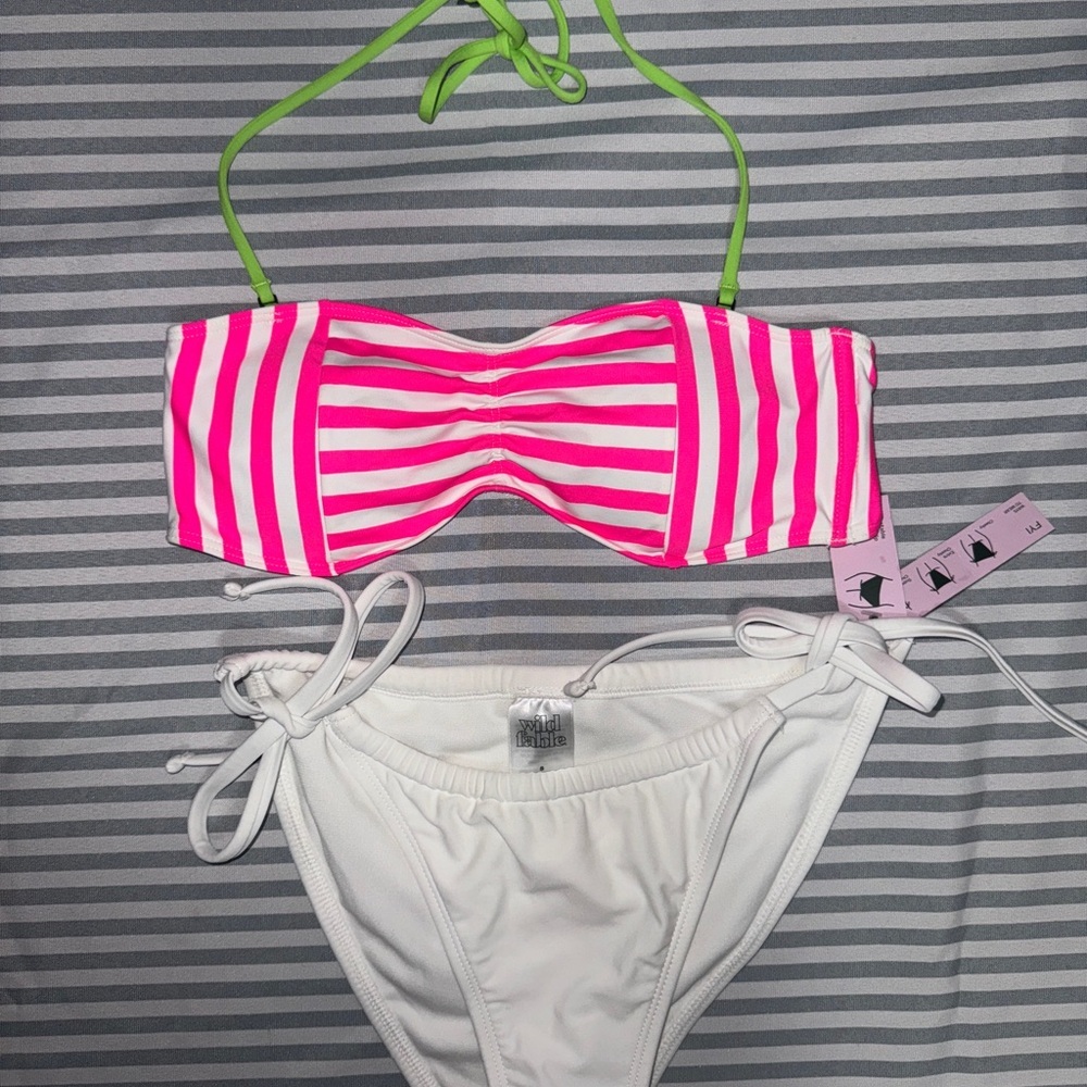 NWTS Bikini neon pink, green and white Small A&F/Wild Fable​